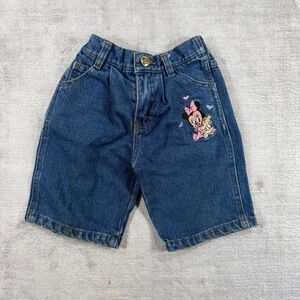 Disney Babies Shorts Youth 3T Blue Denim Minnie Mouse Embroidered Vintage 90s